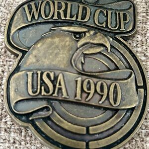 FIFA World Cup USA 1990 Bronze Belt Buckle Collector Vintage Soccer